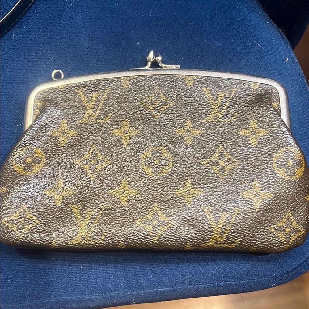 Louis Vuitton Brown Monogram Wristlet with Kiss-Lock Closure
